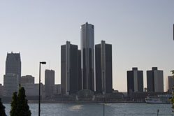 Detroit, MI from across the Michigan River in Windsor, Ontartio