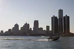 Detroit, MI from across the Michigan River in Windsor, Ontartio