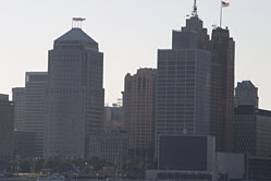 Detroit, MI from across the Michigan River in Windsor, Ontario