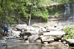 Tom setting up the tripod to photograph Rock Glen Falls