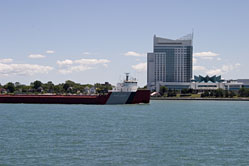 The Roger Blough (Great Lakes Fleet) traveling the Michigan River between Windsor, Ontario and Detroit, MI