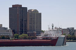 The Roger Blough (Great Lakes Fleet) traveling the Michigan River between Windsor, Ontario and Detroit, MI